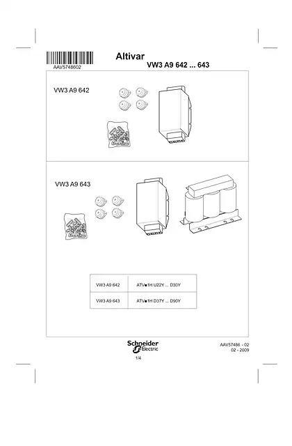 schneider施耐德Instruction sheet - Kit DNV 690V - VW3A9642_ 643